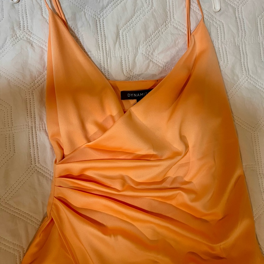 Dynamite Peach Slip Dress
with Wrap Front & Slit NWT